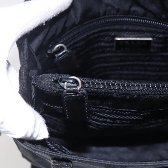 PRADA Shoulder Bag Nylon Leather Black Silver Auth - Picture 10 of 16
